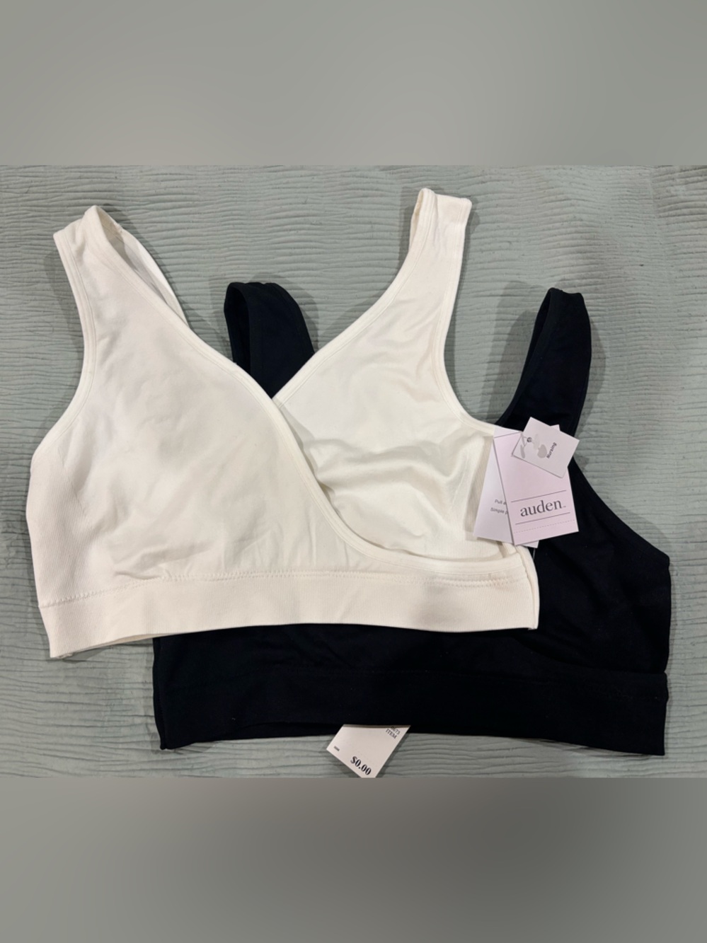 Auden White and Black Nursing Seamless V-Neck Bralette Duo